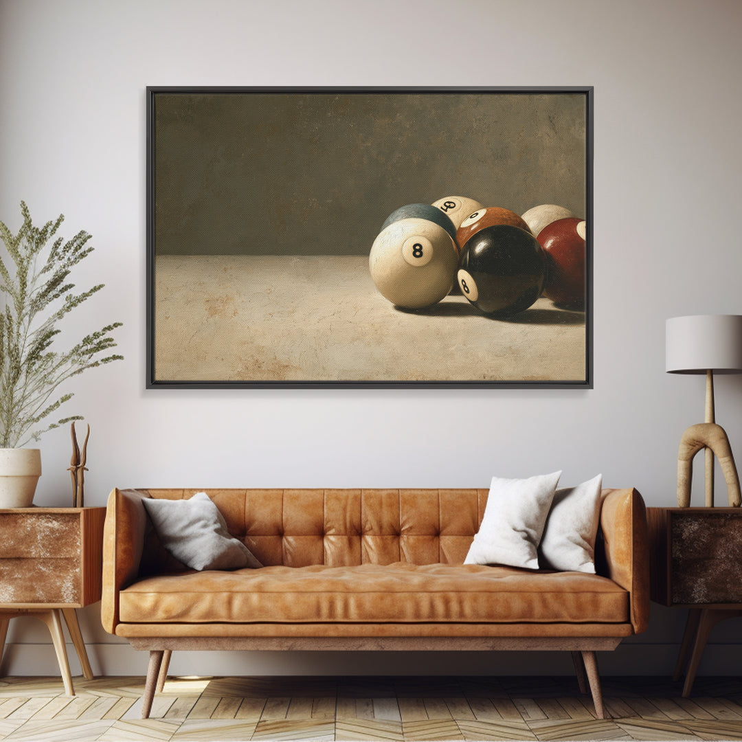 Bold Billiards Eight Ball Composition Canvas Print, Basement Art, Digital Art Download, Living Room Decor, Fine Art, Retreat, BAS-3x2-32
