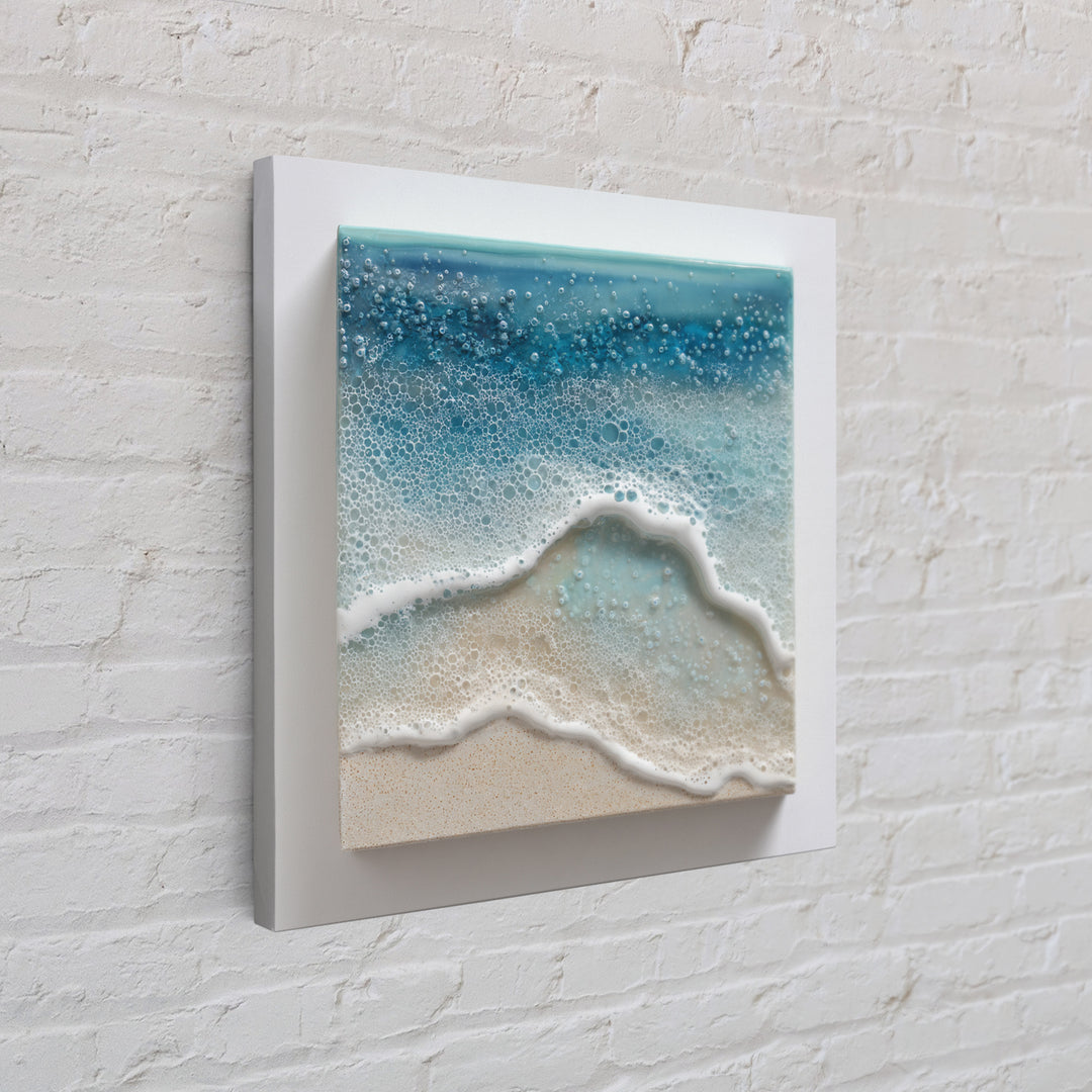 Calming Blue Ocean Wave Study Framed Canvas Print, Bathroom Art, Retro Wall Art, Bathroom Decor, Fine Art, Spa, Modern Decor, BAT-1x1-1