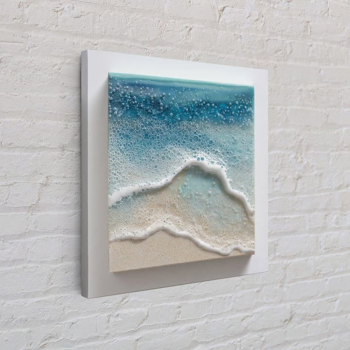 Calming Blue Ocean Wave Study Framed Canvas Print, Bathroom Art, Retro Wall Art, Bathroom Decor, Fine Art, Spa, Modern Decor, BAT-1x1-1