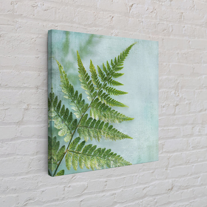 Green Fern Frond Closeup Canvas Print, Bathroom Art, Bathroom Prints, Bathroom Decor, Fine Art, Spa, Trendy Wall Art, BAT-1x1-10