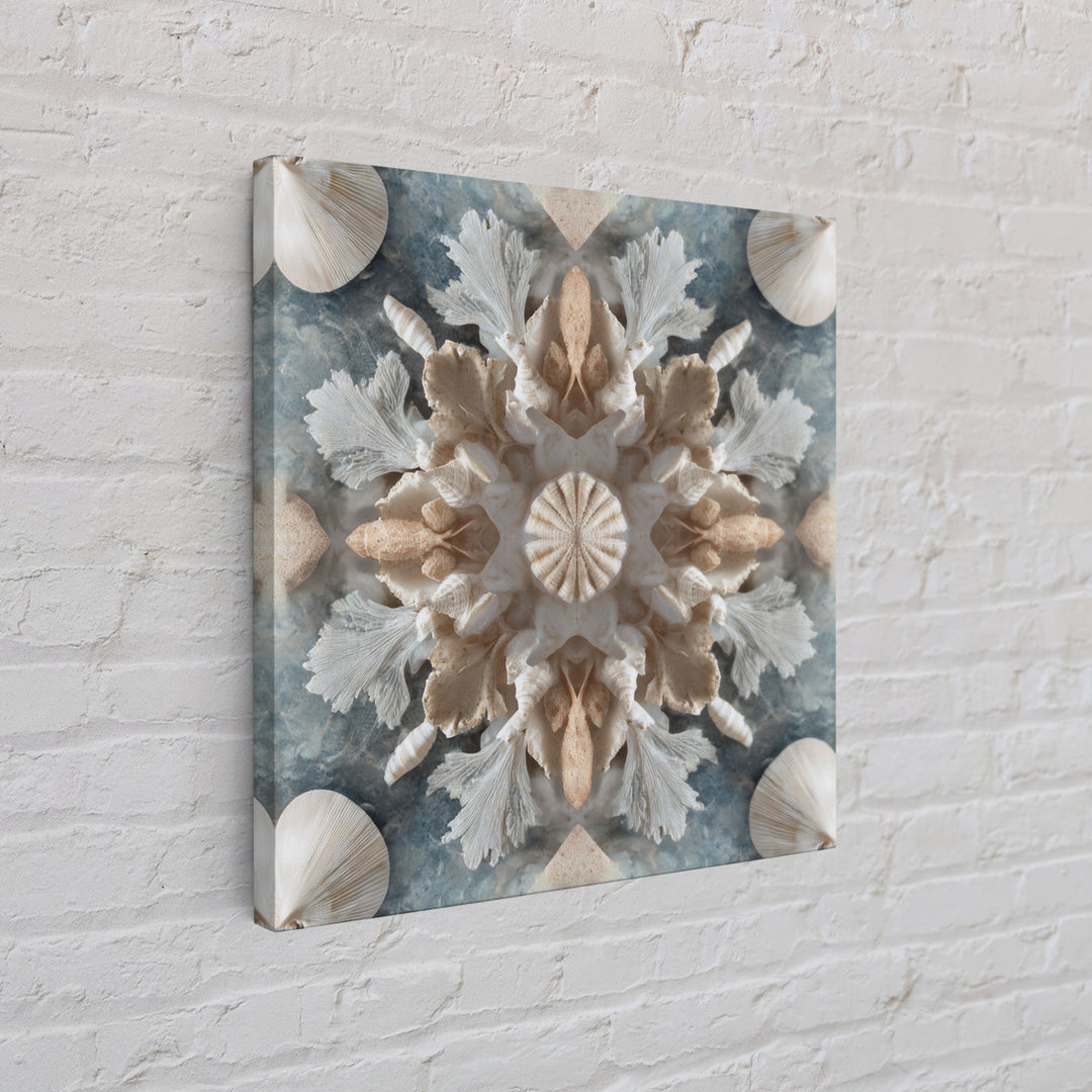 Coral and Shell Arrangement Framed Canvas Print, Bathroom Art, Bathroom Decor, Fine Art, Spa, Bathroom Accessories, Modern Art, BAT-1x1-11