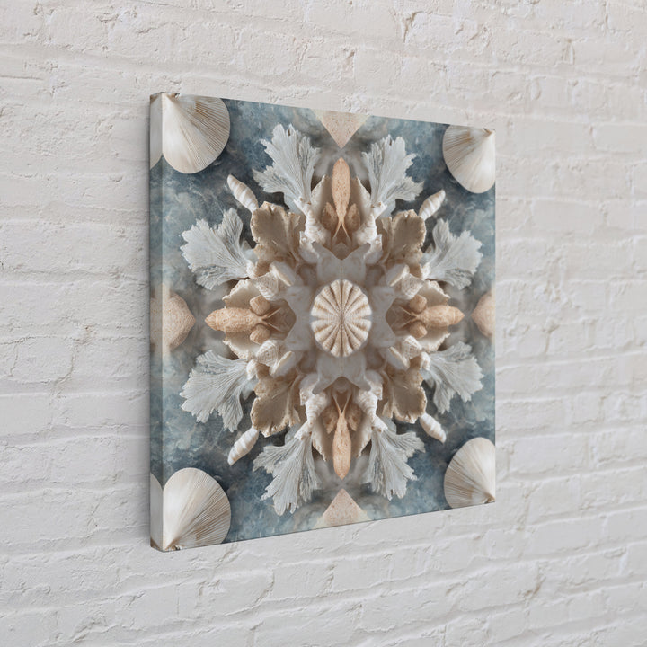 Coral and Shell Arrangement Framed Canvas Print, Bathroom Art, Bathroom Decor, Fine Art, Spa, Bathroom Accessories, Modern Art, BAT-1x1-11