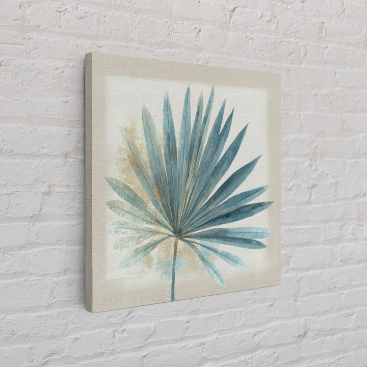 Simple Palm Frond on Off White Linen Canvas Print, Bathroom Art, Bathroom Decor, Abstract Art, Spa, Modern Wall Art, BAT-1x1-23