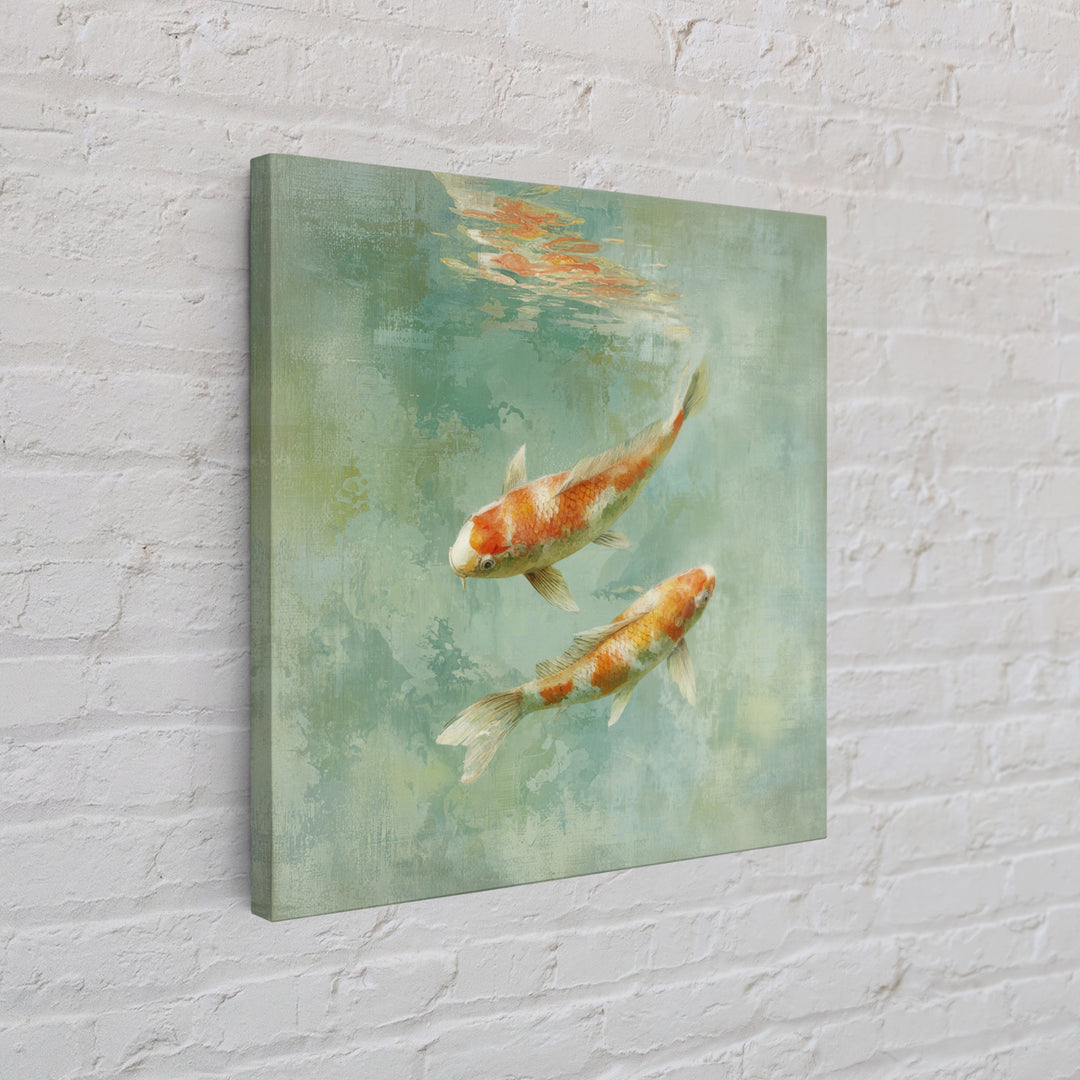 Minimal Koi Fish Swimming Through Clear Water Framed Canvas Print, Bathroom Art, Gallery Decor, Bathroom Decor, Fine Art, Spa, BAT-1x1-32