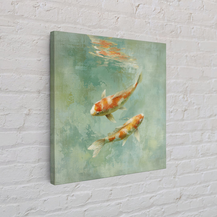 Minimal Koi Fish Swimming Through Clear Water Framed Canvas Print, Bathroom Art, Gallery Decor, Bathroom Decor, Fine Art, Spa, BAT-1x1-32