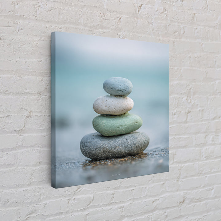 Monochrome Pebble Stack Framed Canvas Print, Bathroom Art, Bathroom Art Decor, Bathroom Decor, Oil Painting, Spa, Boho Decor, BAT-1x1-37