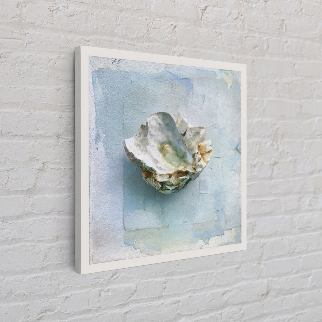 Oyster Shell Study Framed Canvas Print, Bathroom Art, Modern Wall Art, Bathroom Decor, Fine Art, Spa, Wall Decor, Neutral Decor, BAT-1x1-46