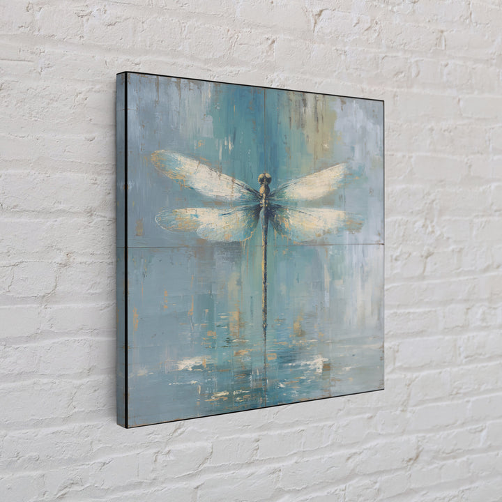 Delicate Dragonfly Above a Pond Surface Framed Canvas Print, Bathroom Art, Home Decor, Bathroom Decor, Fine Art, Spa, BAT-1x1-48