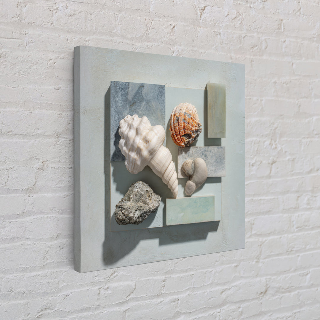 Coral and Shell Arrangement Canvas Print, Bathroom Art, Funny Bathroom Art, Bathroom Decor, Fine Art, Spa, Art Print, BAT-1x1-59