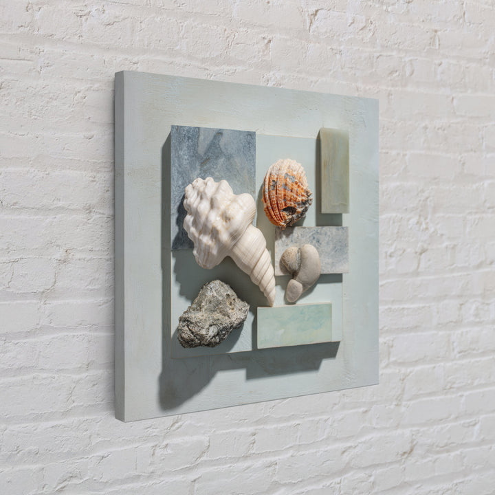 Coral and Shell Arrangement Canvas Print, Bathroom Art, Funny Bathroom Art, Bathroom Decor, Fine Art, Spa, Art Print, BAT-1x1-59
