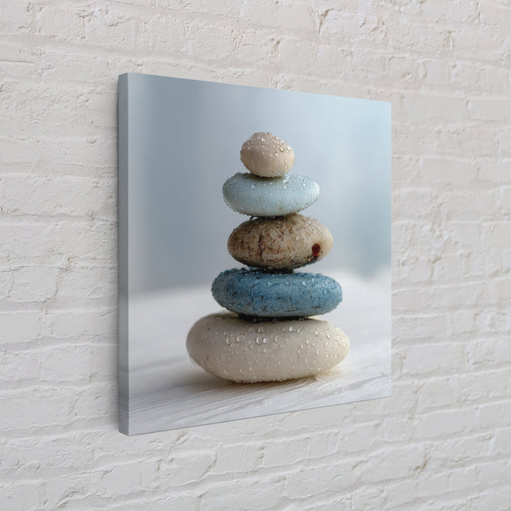 Monochrome Pebble Stack Framed Canvas Print, Bathroom Art, Bathroom Art Decor, Bathroom Decor, Oil Painting, Spa, Boho Decor, BAT-1x1-61