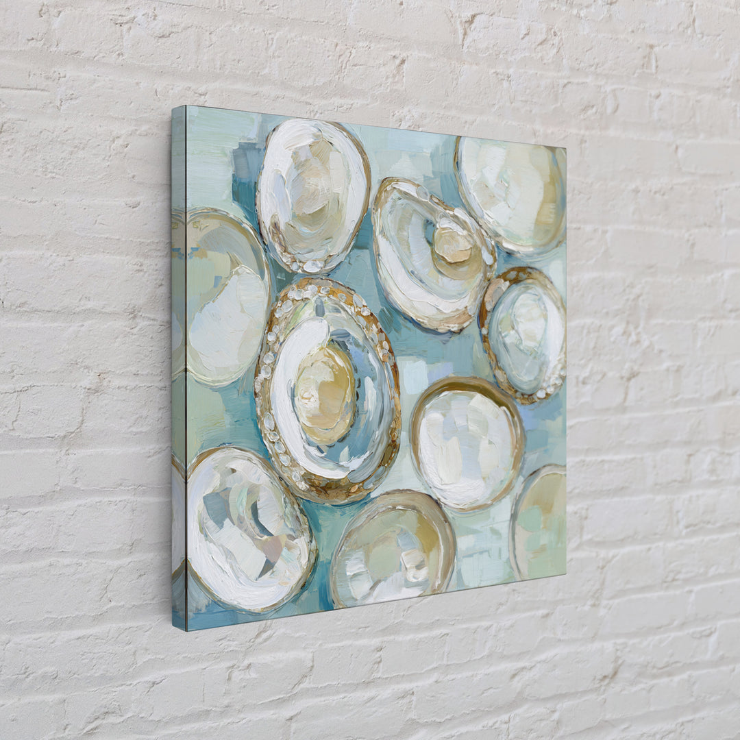 Oyster Shell Study Framed Canvas Print, Bathroom Art, Modern Wall Art, Bathroom Decor, Fine Art, Spa, Wall Decor, Neutral Decor, BAT-1x1-70