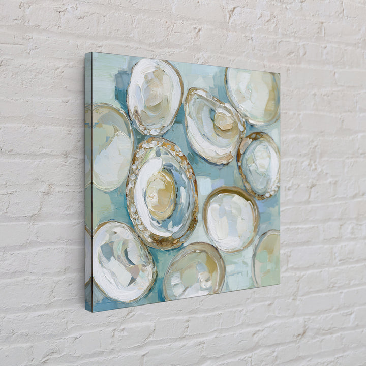 Oyster Shell Study Framed Canvas Print, Bathroom Art, Modern Wall Art, Bathroom Decor, Fine Art, Spa, Wall Decor, Neutral Decor, BAT-1x1-70