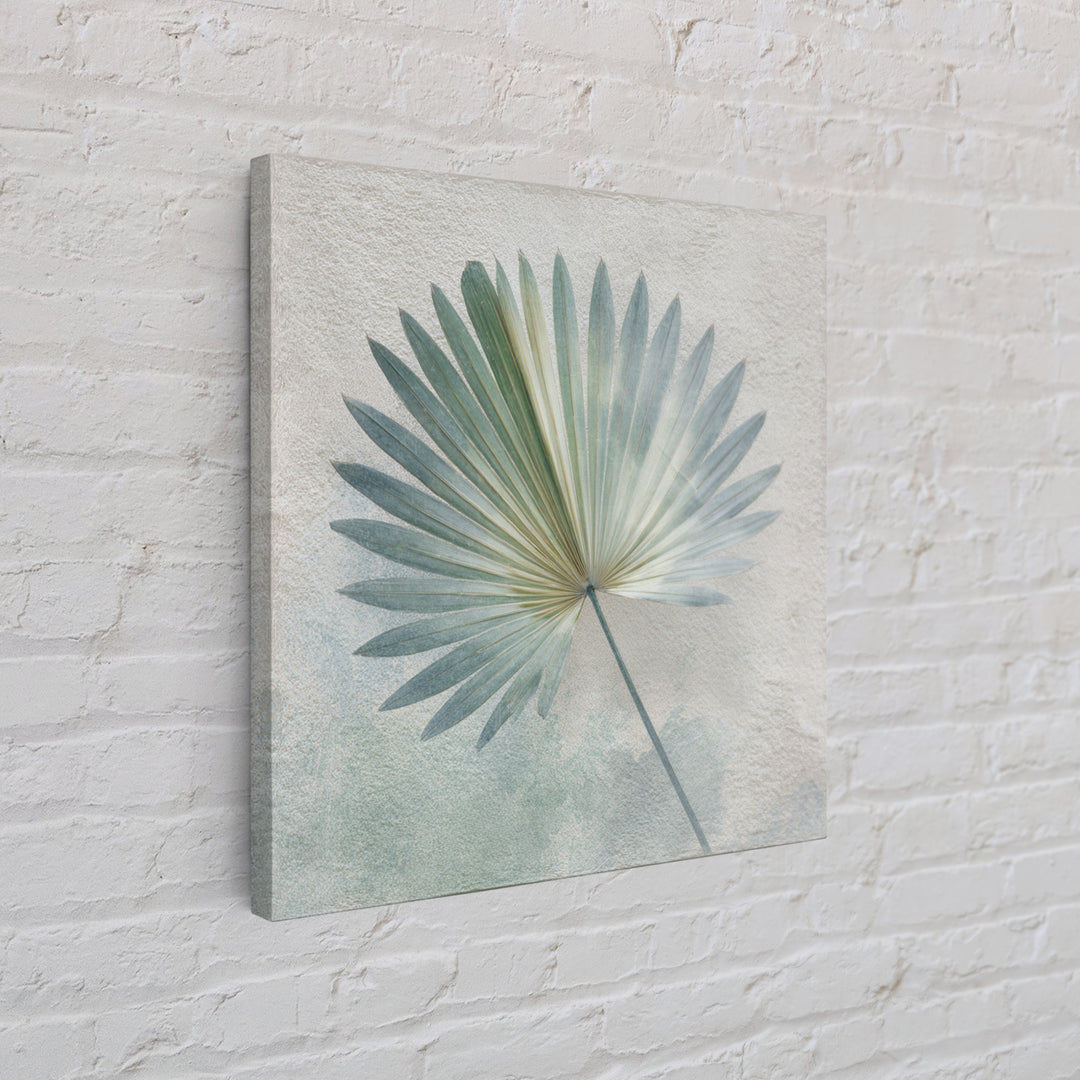 Simple Palm Frond on Off White Linen Framed Canvas Print, Bathroom Art, Bathroom Art Decor, Bathroom Decor, Abstract Art, Spa, BAT-1x1-71
