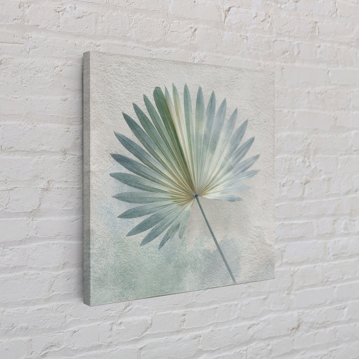 Simple Palm Frond on Off White Linen Framed Canvas Print, Bathroom Art, Bathroom Art Decor, Bathroom Decor, Abstract Art, Spa, BAT-1x1-71