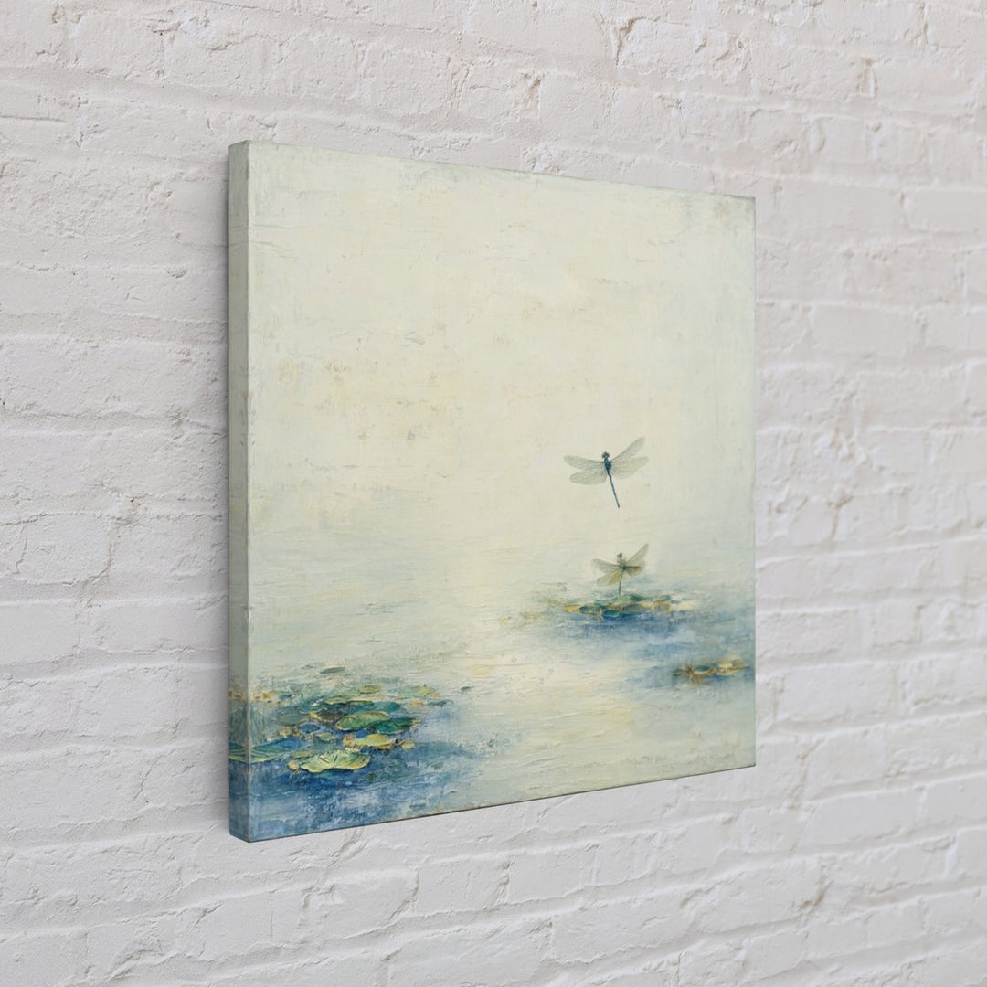 Delicate Dragonfly Above a Pond Surface Framed Canvas Print, Bathroom Art, Bathroom Art Decor, Bathroom Decor, Fine Art, Spa, BAT-1x1-72