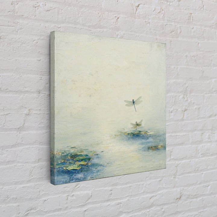 Delicate Dragonfly Above a Pond Surface Framed Canvas Print, Bathroom Art, Bathroom Art Decor, Bathroom Decor, Fine Art, Spa, BAT-1x1-72