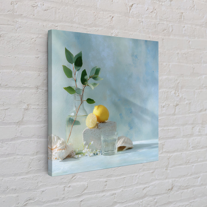 Lemon and Botanical Still Life Framed Canvas Print, Bathroom Art, Funny Bathroom Art, Bathroom Decor, Fine Art, Spa, Art Print, BAT-1x1-78