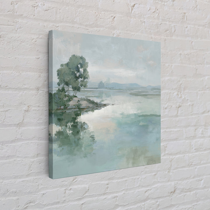 Misty Lake Scene Canvas Print, Bathroom Art, Fine Art Print, Bathroom Decor, Oil Painting, Spa, Poster, Digital Art, Printable, BAT-1x1-81
