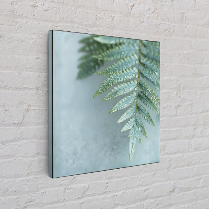 Green Fern Frond Closeup Canvas Print, Bathroom Art, Halloween Art, Bathroom Decor, Oil Painting, Spa, Textured Painting, BAT-1x1-82