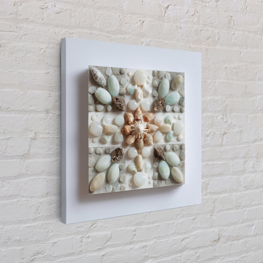 Coral and Shell Arrangement Framed Canvas Print, Bathroom Art, Neutral Decor, Bathroom Decor, Fine Art, Spa, Wall Art, BAT-1x1-83