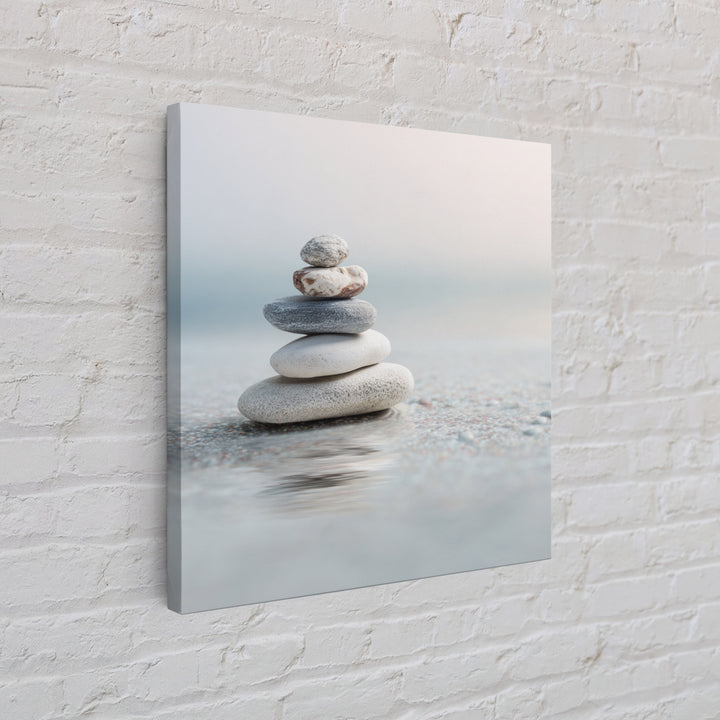 Monochrome Pebble Stack Canvas Print, Bathroom Art, Bathroom Print, Bathroom Decor, Fine Art, Spa, Minimalist Decor, BAT-1x1-85