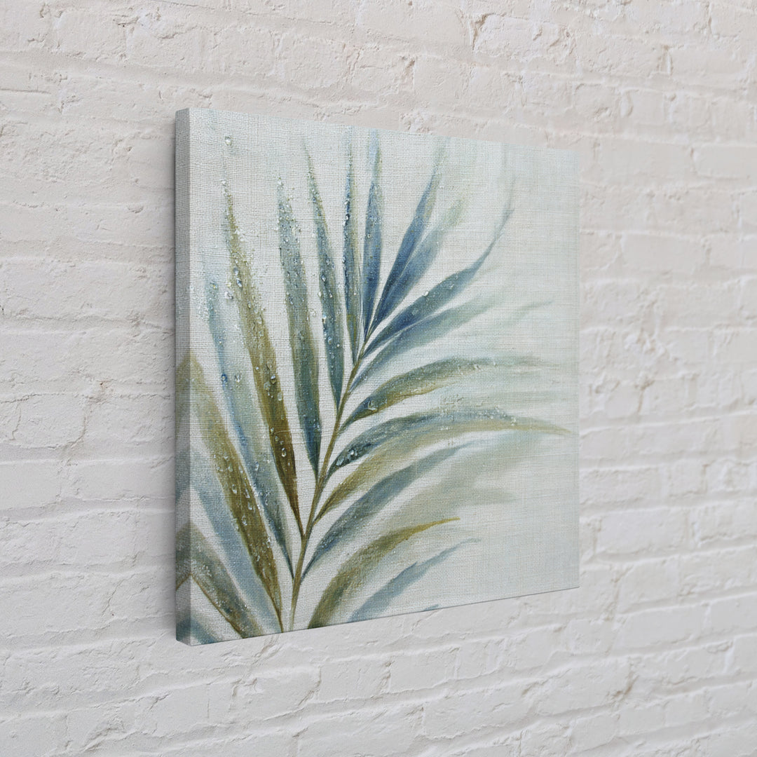 Simple Palm Frond on Off White Linen Canvas Print, Bathroom Art, Bathroom Print, Bathroom Decor, Abstract Art, Spa, BAT-1x1-95