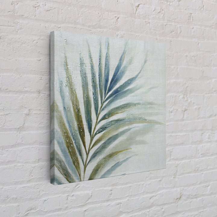 Simple Palm Frond on Off White Linen Canvas Print, Bathroom Art, Bathroom Print, Bathroom Decor, Abstract Art, Spa, BAT-1x1-95