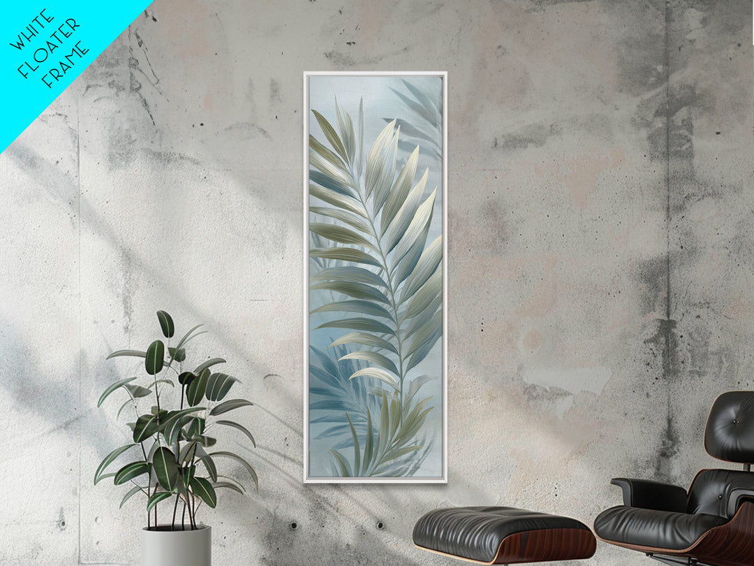 Simple Palm Frond on Off White Linen Canvas Print, Bathroom Art, Bathroom Wall Art, Bathroom Decor, Spa, Retro Wall Art, BAT-1x3-11