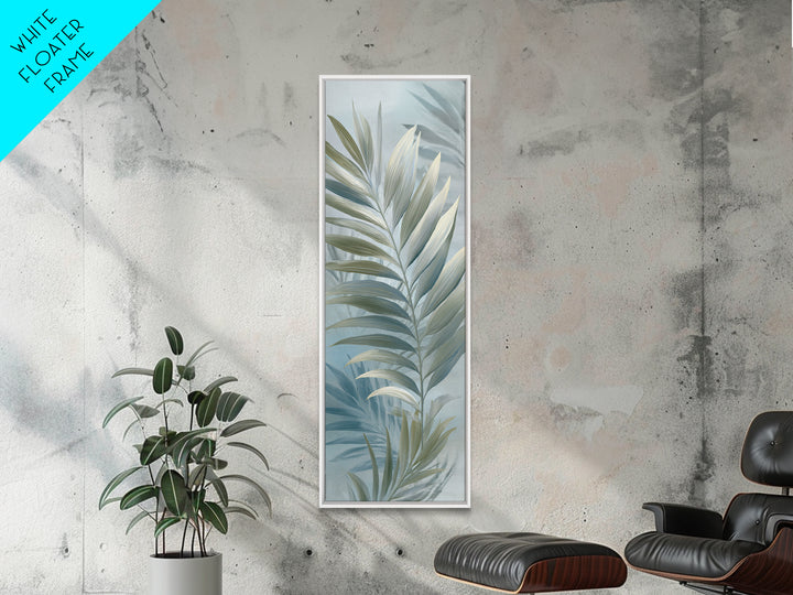 Simple Palm Frond on Off White Linen Canvas Print, Bathroom Art, Bathroom Wall Art, Bathroom Decor, Spa, Retro Wall Art, BAT-1x3-11