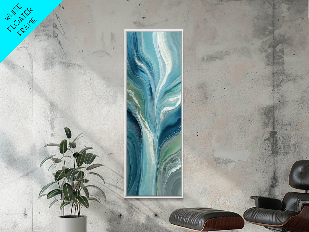 Calming Blue Ocean Wave Study Canvas Print, Bathroom Art, Halloween Art, Bathroom Decor, Oil Painting, Spa, Textured Painting, BAT-1x3-13