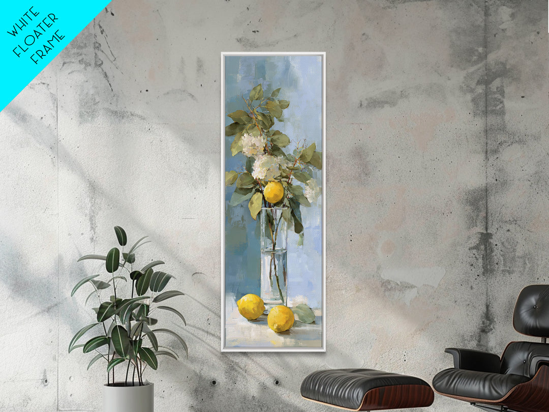 Lemon and Botanical Still Life Canvas Print, Bathroom Art, Bathroom Accessories, Bathroom Decor, Oil Painting, Spa, BAT-1x3-18