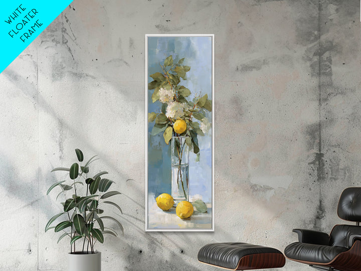 Lemon and Botanical Still Life Canvas Print, Bathroom Art, Bathroom Accessories, Bathroom Decor, Oil Painting, Spa, BAT-1x3-18