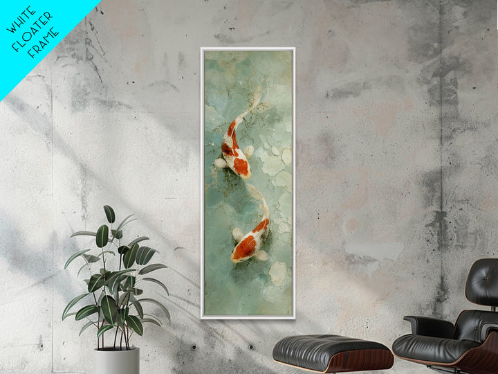Minimal Koi Fish Swimming Through Clear Water Framed Canvas Print, Bathroom Art, Bathroom Print, Bathroom Decor, Fine Art, Spa, BAT-1x3-20