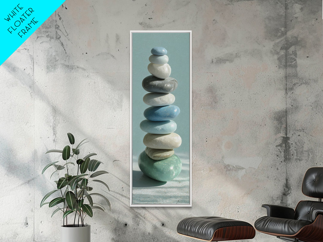 Monochrome Pebble Stack Canvas Print, Bathroom Art, Textured Painting, Bathroom Decor, Fine Art, Spa, Bathroom Wall Art, BAT-1x3-25