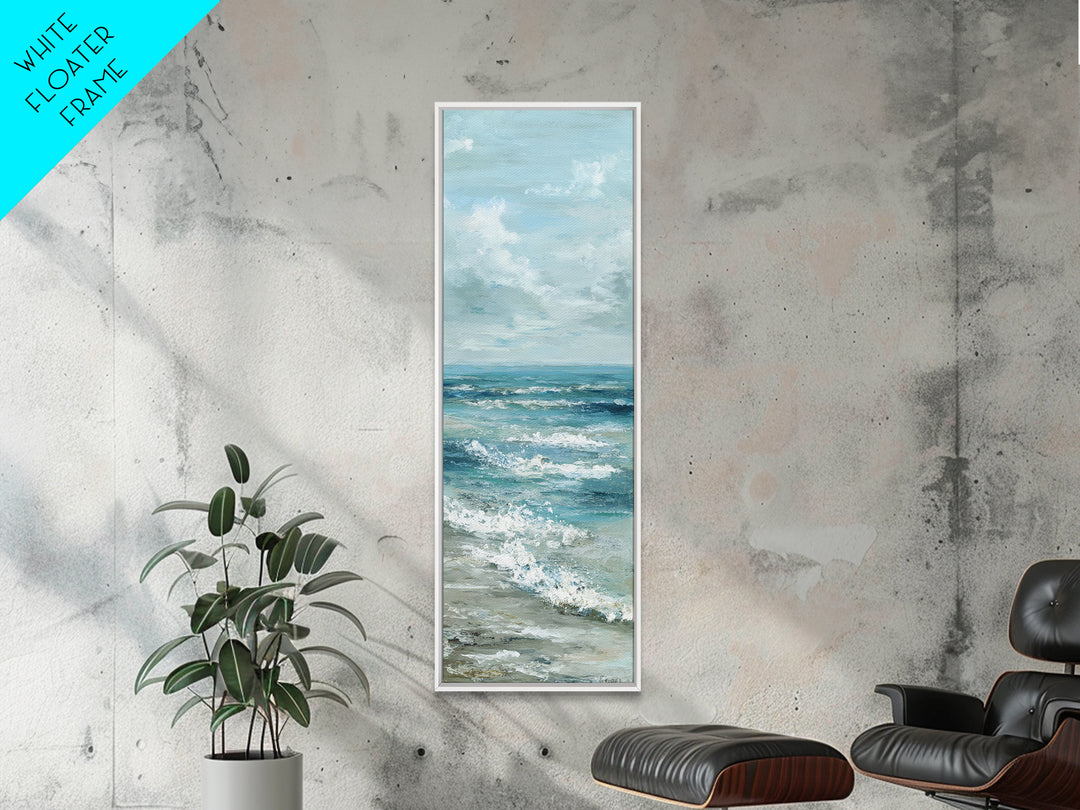 Calming Blue Ocean Wave Study Canvas Print, Bathroom Art, Halloween Art, Bathroom Decor, Oil Painting, Spa, Textured Painting, BAT-1x3-37