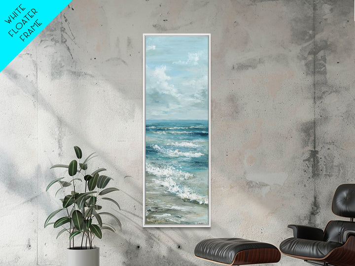 Calming Blue Ocean Wave Study Canvas Print, Bathroom Art, Halloween Art, Bathroom Decor, Oil Painting, Spa, Textured Painting, BAT-1x3-37