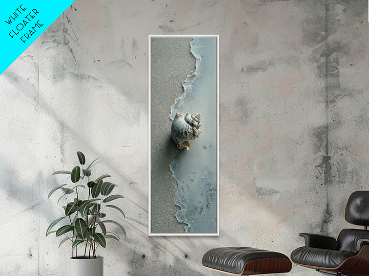 Minimal Seashell Still Life on Pale Sand Canvas Print, Bathroom Art, Textured Painting, Bathroom Decor, Fine Art, Spa, BAT-1x3-39