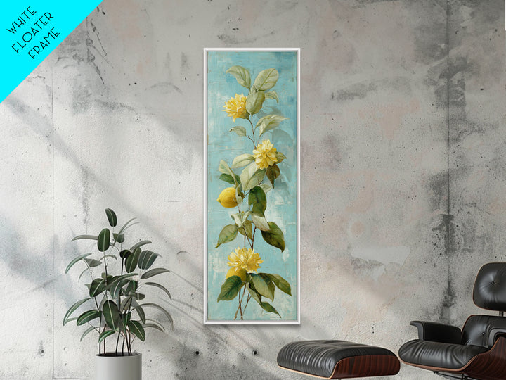 Lemon and Botanical Still Life Canvas Print, Bathroom Art, Bathroom Accessories, Bathroom Decor, Oil Painting, Spa, BAT-1x3-42
