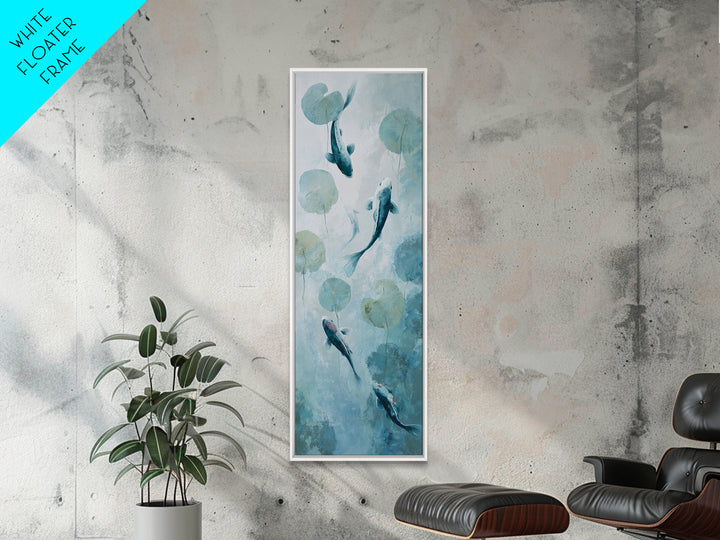 Minimal Koi Fish Swimming Through Clear Water Canvas Print, Bathroom Art, Statement Artwork, Bathroom Decor, Fine Art, Spa, BAT-1x3-44