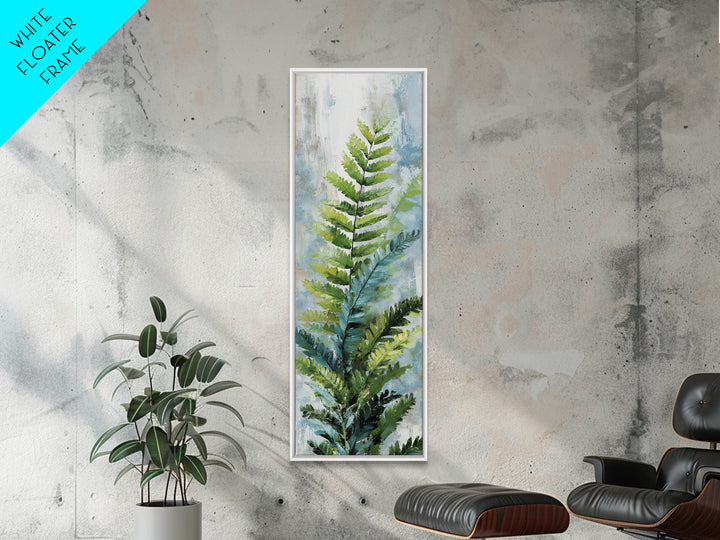 Green Fern Frond Closeup Framed Canvas Print, Bathroom Art, Modern Art, Bathroom Decor, Fine Art, Spa, Statement Artwork, BAT-1x3-46