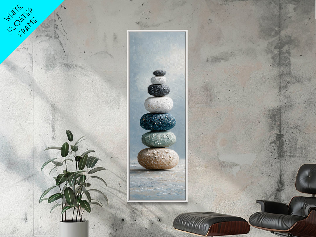 Monochrome Pebble Stack Canvas Print, Bathroom Art, Modern Wall Art, Bathroom Decor, Fine Art, Spa, Wall Decor, Neutral Decor, BAT-1x3-49