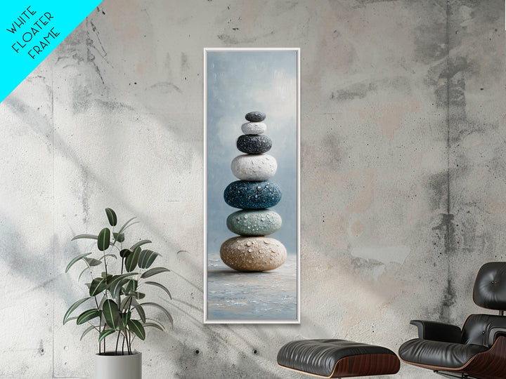 Monochrome Pebble Stack Canvas Print, Bathroom Art, Modern Wall Art, Bathroom Decor, Fine Art, Spa, Wall Decor, Neutral Decor, BAT-1x3-49