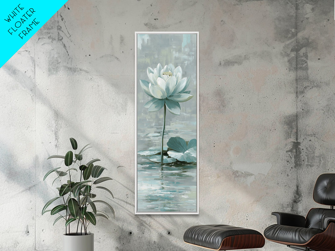 Lotus Flower Floating on Calm Water Canvas Print, Bathroom Art, Contemporary Art, Bathroom Decor, Spa, Framed Wall Art, BAT-1x3-56