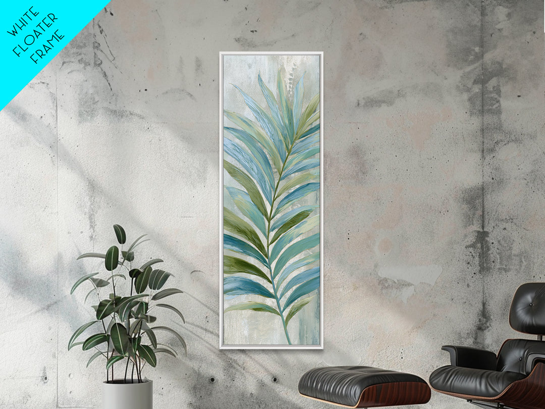 Simple Palm Frond on Off White Linen Canvas Print, Bathroom Art, Home Decor, Bathroom Decor, Fine Art, Spa, Canvas Wall Art, BAT-1x3-59