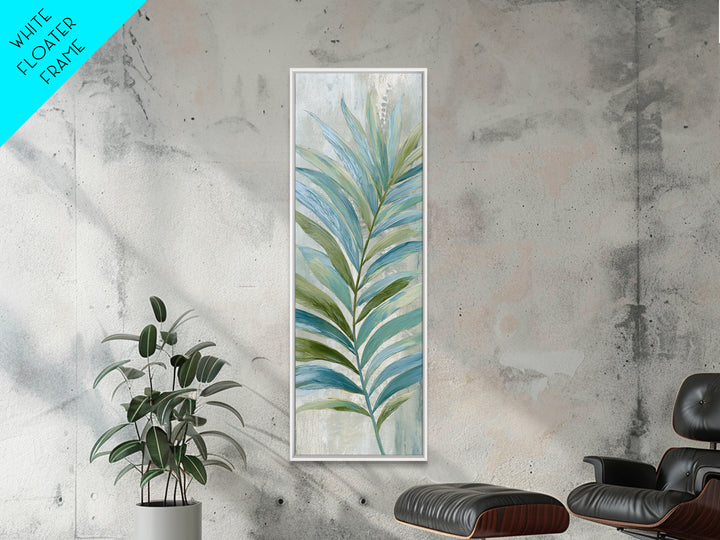Simple Palm Frond on Off White Linen Canvas Print, Bathroom Art, Home Decor, Bathroom Decor, Fine Art, Spa, Canvas Wall Art, BAT-1x3-59