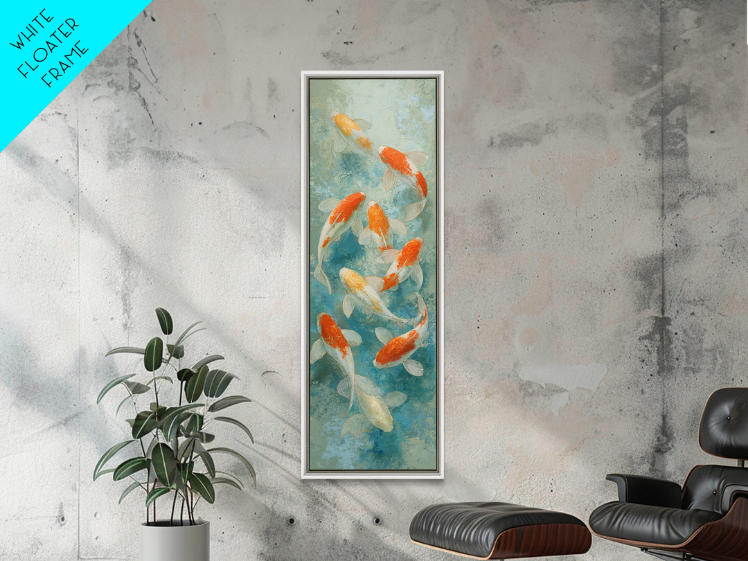 Minimal Koi Fish Swimming Through Clear Water Canvas Print, Bathroom Art, Poster, Bathroom Decor, Fine Art, Spa, Digital Print, BAT-1x3-68