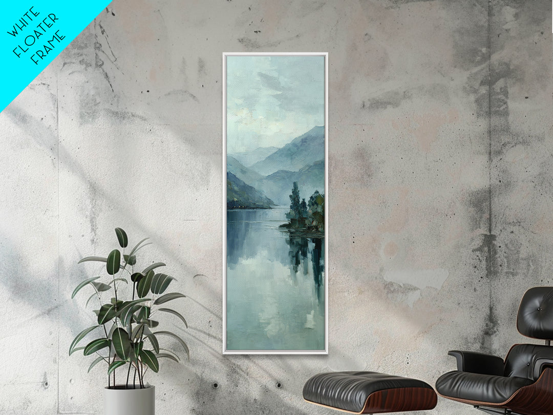 Misty Lake Scene Framed Canvas Print, Bathroom Art, Bathroom Print, Bathroom Decor, Fine Art, Spa, Minimalist Decor, BAT-1x3-69