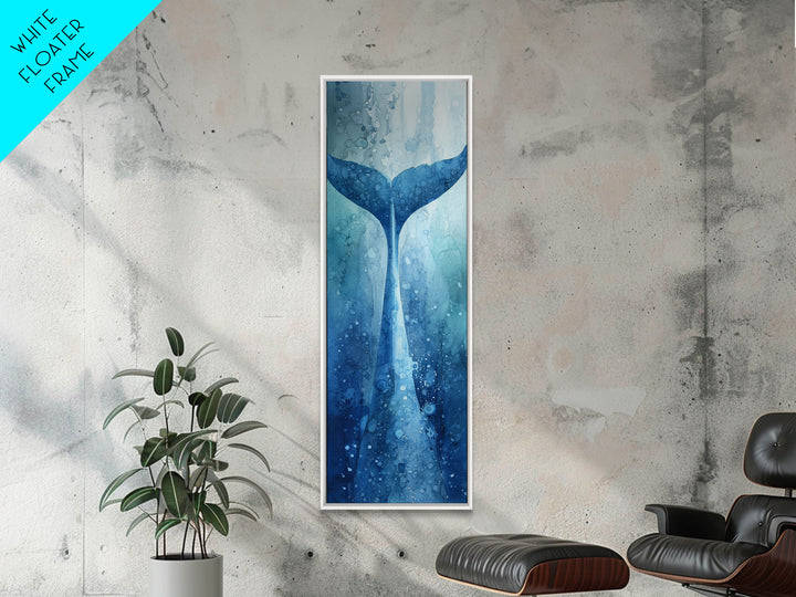 Watercolor Whale Tail Framed Canvas Print, Bathroom Art, Wall Hanging, Bathroom Decor, Oil Painting, Spa, Modern Art, BAT-1x3-75