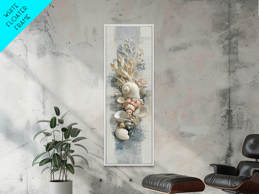 Coral and Shell Arrangement Canvas Print, Bathroom Art, Dopamine Decor, Bathroom Decor, Fine Art, Spa, Halloween Art, BAT-1x3-95